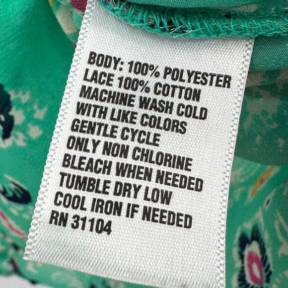 Mint Green Sheer Peasant Blouse with Open Crochet Work Womens Large Red Camel - Picture 6 of 7